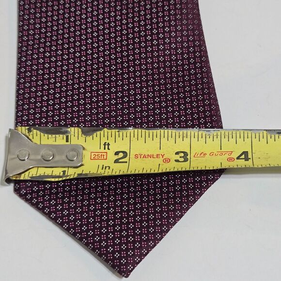 Ermenegildo Zegna Mens Tie Geometric Silk Made Italy Modern Designer burgundy - Picture 6 of 6